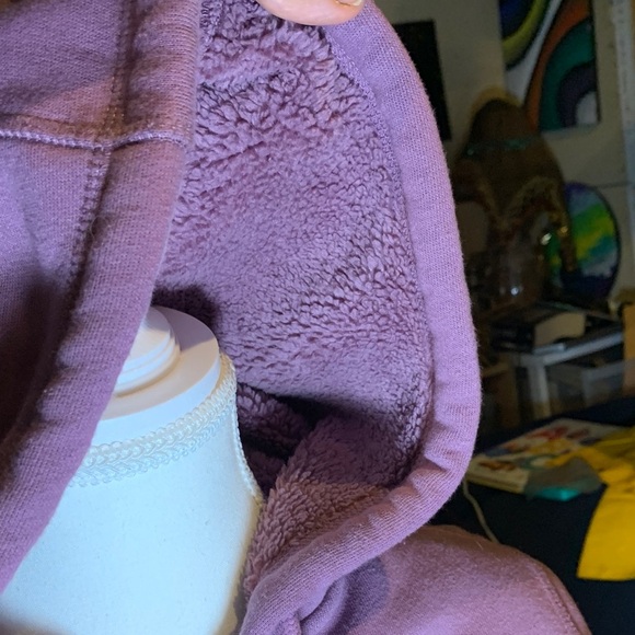 Sherpa lined Hoodie Y2K Women’s Size Small Zip-Up Warm Pink Thick Warm Vintage - Picture 6 of 11